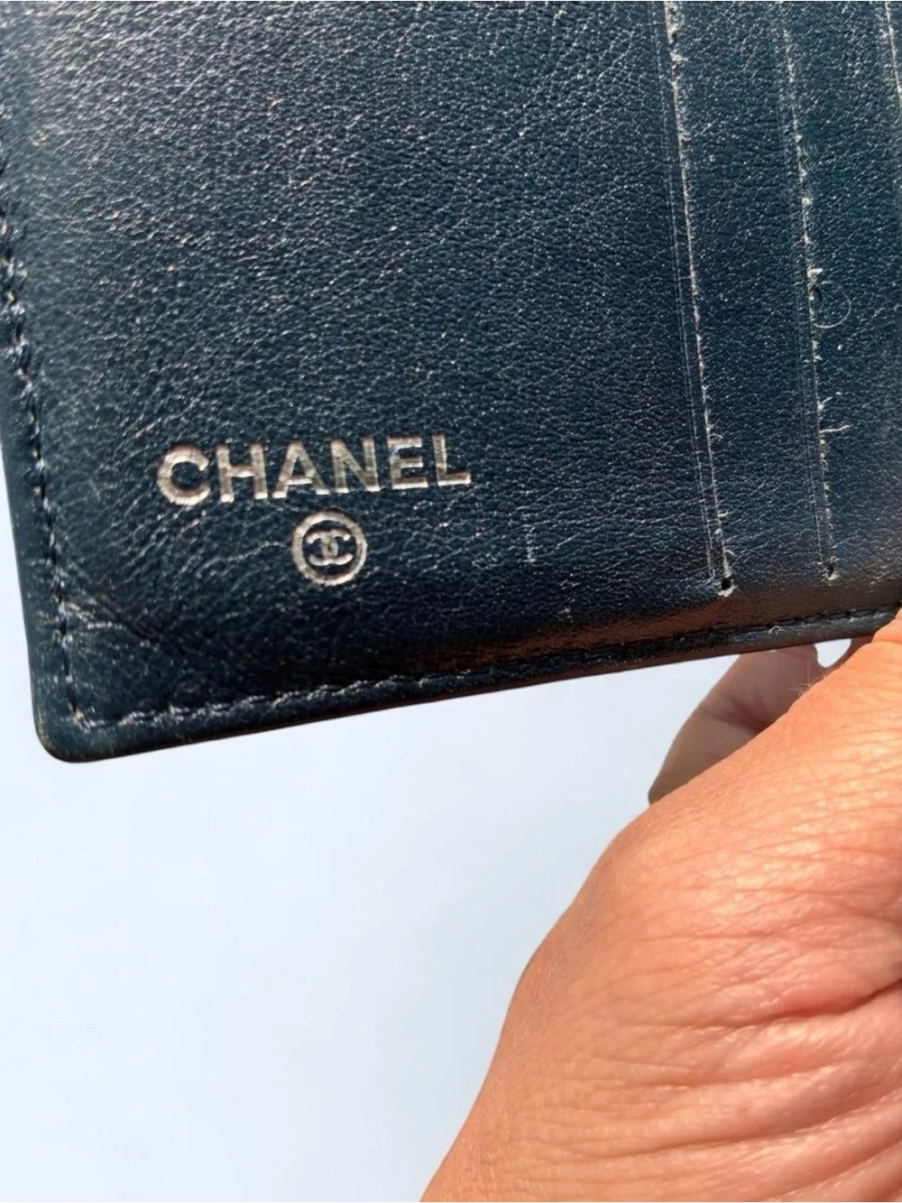 Navy CHANEL Caviar Wallet (Entrupy Verified) with Box